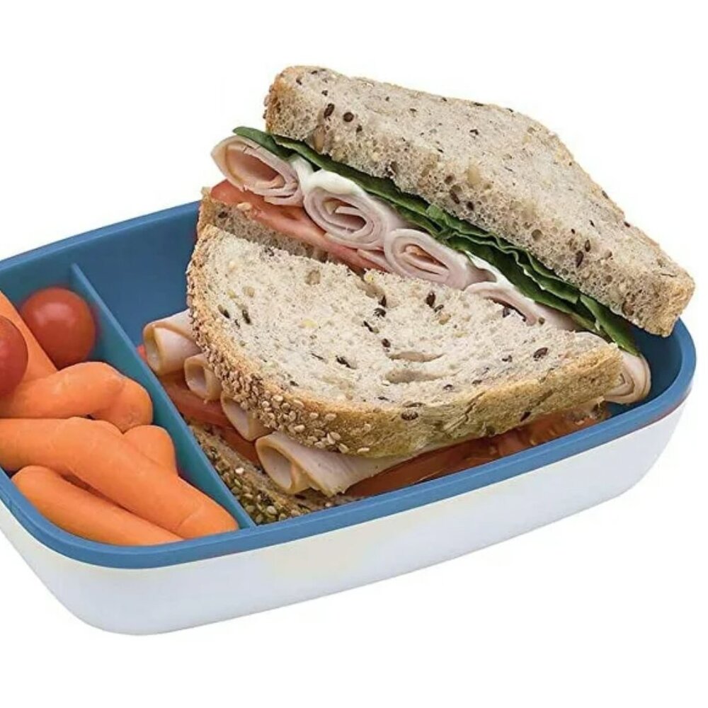 Joie MSC ~Sandwich & Snack On The Go Container ~Clear/White/Blue